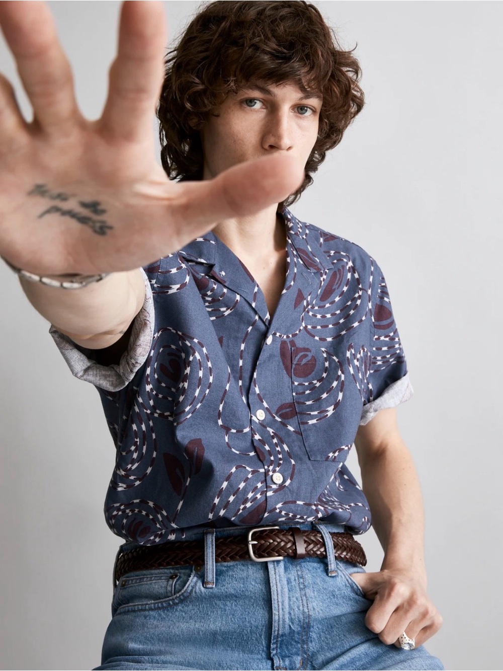 Madewell Short-Sleeve Blue Patterned Men’s Shirt